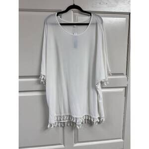 NEW ELSIE & ZOEY women's plain tassel top in white